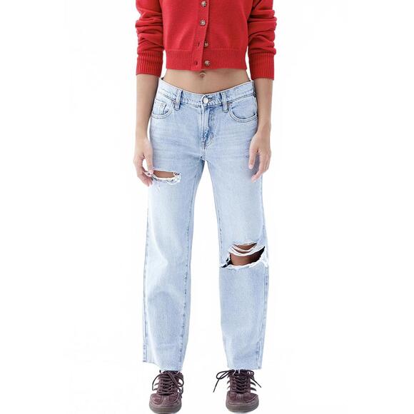 Pacsun '90s Straight Leg Jeans Stretch Ripped Light Indigo NWT Size 26 - Picture 4 of 5